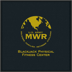 6' x 6' (67" x 67") Superscrape Impressions MWR BLACKJACK  Rubber Logo Mat