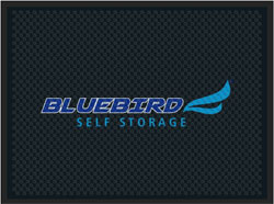3' x 4' (34" x 45.5") Superscrape Impressions BLUEBIRD STORAGE Rubber Logo Mat