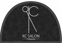 4' x 6' (45" x 69") Half Circle Digiprint HD Custom Shape KC BEAUTY  Indoor Logo Mat