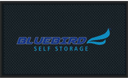 3' x 5' (35" x 56") Superscrape Impressions BLUEBIRD STORAGE  Rubber Logo Mat