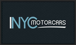 3' x 5' (35" x 56") Superscrape Impressions NYC MOTOR CARS Rubber Logo Mat