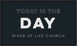 3' x 5' (35" x 56") Superscrape Impressions TODAY IS THE DAY   Rubber Logo Mat