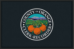 4' x 6 (45" x 69") Superscrape Impressions COUNTY OF ORANGE Rubber Logo mat