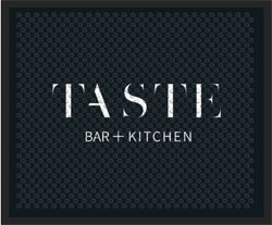 2'6" x 3' (30" x 35") Superscrape Impressions TASTE   Rubber Logo Mat