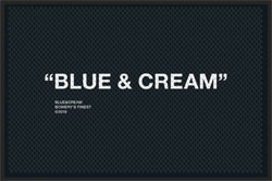 4' x 6 (45" x 69") Superscrape Impressions BLUE & CREAM   Rubber Logo mat