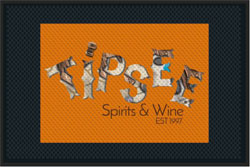 4' x 6' (46" x 69") Superscrape Impressions TIPSEE SPIRITS & WINE Rubber Logo Mat
