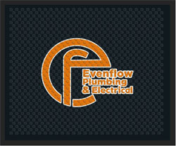 2'6" x 3' (30" x 35") Superscrape Impressions EVENFLOW  Rubber Logo Mat