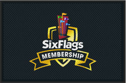 4' x 6' (46" x 69") Superscrape Impressions SIX FLAGS MEMBER   Rubber Logo Mat