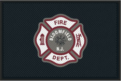 4' x 6' (46" x 69") Superscrape Impressions BLOOMFIELD FIRE  Rubber Logo Mat