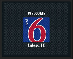 2'6" x 3' (30" x 35") Superscrape Impressions MOTEL 6 EULESS Rubber Logo Mat