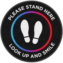 3' Round (35" inches) Digiprint HD Custom Shape PLEASE STAND HERE  Indoor Logo Mat
