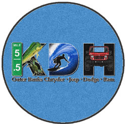 6' Round (68" inches) Digiprint HD Custom Shape OUTER BANKS CHRYSLER  Indoor Logo Mat