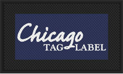 3' x 5' (35" x 56") Superscrape Impressions CHICAGO TAG & LABEL Rubber Logo Mat