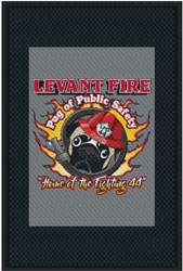 4' x 6' (46" x 69") Superscrape Impressions  LEVANT FIRE  Rubber Logo Mat