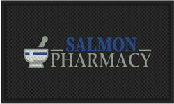 3' x 5' (35" x 56") Superscrape Impressions SALMON PHARMACY  Rubber Logo Mat