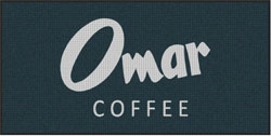 4' x 8'(45" x 95") Waterhog Inlay OMAR COFFEE CO  Indoor/Outdoor Logo Mat