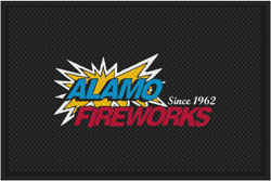 4' x 6' (46" x 69") Superscrape Impressions ALAMO FIREWORKS  Rubber Logo Mat