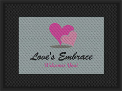 3' x 4' (34" x 45.5") Superscrape Impressions LOVE'S EMBRACE  Rubber Logo Mat