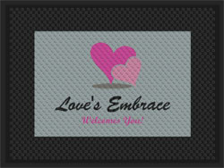 3' x 4' (34" x 45.5") Superscrape Impressions LOVE'S EMBRACE  Rubber Logo Mat