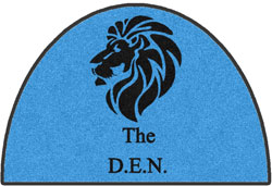 4' x 6' (45" x 69") Half Circle Digiprint HD Custom Shape THE DEN Indoor Logo Mat