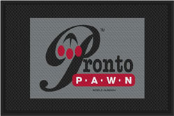 4' x 6' (46" x 69") Superscrape Impressions PRONTO PAWN  Rubber Logo Mat