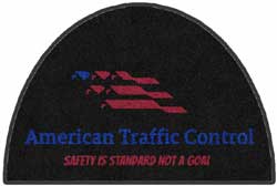 2' x 3' (24" x 35") Digiprint HD Custom Shape Half Circle AMERICAN TRAFFIC Indoor Logo Mat