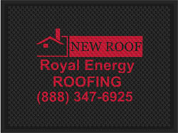 3' x 4' (34" x 45.5") Superscrape Impressions ROYAL ENERGY ROOFING  Rubber Logo Mat