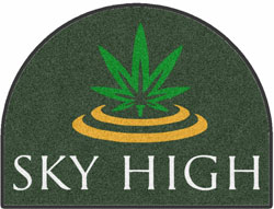 6' x 8' (68" x 95") Half Circle Digiprint HD Custom Shape  SKY HIGH Indoor Logo Mat