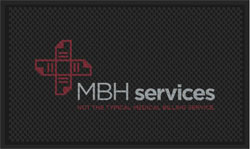 3' x 5' (35" x 56") Superscrape Impressions MBH SERVICES  Rubber Logo Mat