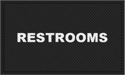 3' x 5' (35" x 56") Superscrape Impressions RESTROOMS Rubber Logo Mat