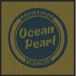 3' x 3' (35" x 35") Waterhog Logo Inlay OCEAN PEARL  Rubber Logo Mat