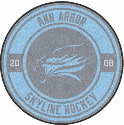 4' Round (45") Digiprint HD Custom Shape AA SKYLINE HOCKEY  Indoor Logo Mat