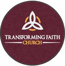 5' Round (58" inches) Digiprint HD Custom Shape TRANSFORMING FAITH CHURCH  Indoor Logo Mat