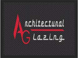 3' x 4' (34" x 45.5") Superscrape Impressions  ARCHITECTURAL GLAZING  Rubber Logo Mat