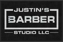 2 'x 3' (24" x 35") Digiprint HD JUSTIN BARBER STUDIO Indoor Logo Mat