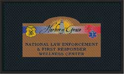 3' x 5' (35" x 56") Superscrape Impressions HARBOR OF GRACE  Rubber Logo Mat