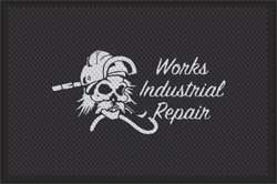 4' x 6' (45" x 69") Superscrape Impressions WORKS INDUSTRIAL REPAIR  Rubber Logo Mat