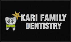 3' x 5' (35" x 58") Waterhog Impressions HD  KARI FAMILY DENTISTRY  Indoor-Outdoor Logo Mat