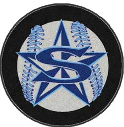 5' Round (58" inches) Digiprint HD Custom Shape STERLING BASEBALL  Indoor Logo Mat