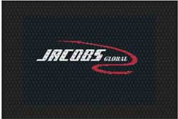 2'6" x 3' (30" x 35") Superscrape Impressions JACOBS GLOBAL Rubber Logo Mat