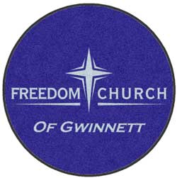 6' Round (68" inches) Digiprint HD Custom Shape FREEDOM CHURCH  Indoor Logo Mat