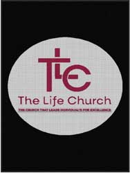 6' x 8' (70" x 96") Waterhog Impressions HD THE LIFE CHURCH  Indoor/Outdoor Logo Mat