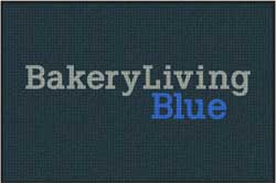 4' x 6' (45" x 69") Waterhog Inlay BAKERY LIVING BLUE  Indoor /Outdoor Logo Mat