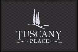 4' x 6' (45" x 69") Superscrape Impressions TUSCANY PLACE Rubber Logo Mat