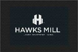 2'6" x 3' (30" x 35") Superscrape Impressions HAWKS MILL Rubber Logo Mat