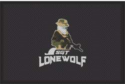 4' x 6' (45" x 69") Superscrape Impressions SGT LONEWOLF Rubber Logo Mat