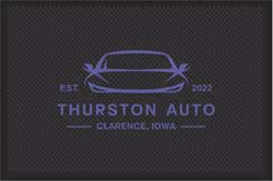 4' x 6' (45" x 69") Superscrape Impressions THURSTON AUTO  Rubber Logo Mat