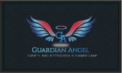 3' x 5' (35" x 56") Superscrape Impressions GUARDIAN ANGEL 2 Rubber Logo Mat