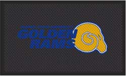 3' x 5' (35" x 56") Superscrape Impressions GOLDEN RAMS  Rubber Logo Mat