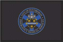 4' x 6' (45" x 69") Superscrape Impressions CITY OF PITTSBURGH EMS  Rubber Logo Mat
